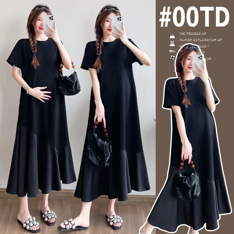 梨形身材法式鱼尾孕妇连衣裙子女2024早夏季新款夏季气质小黑长裙