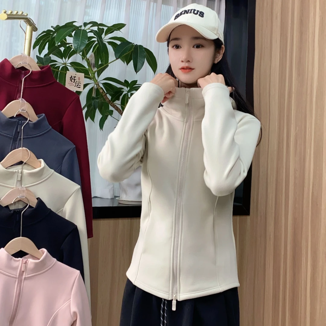 【金标现货】加绒加厚秋冬保暖连帽卫衣双拉链修身户外运动立领开衫