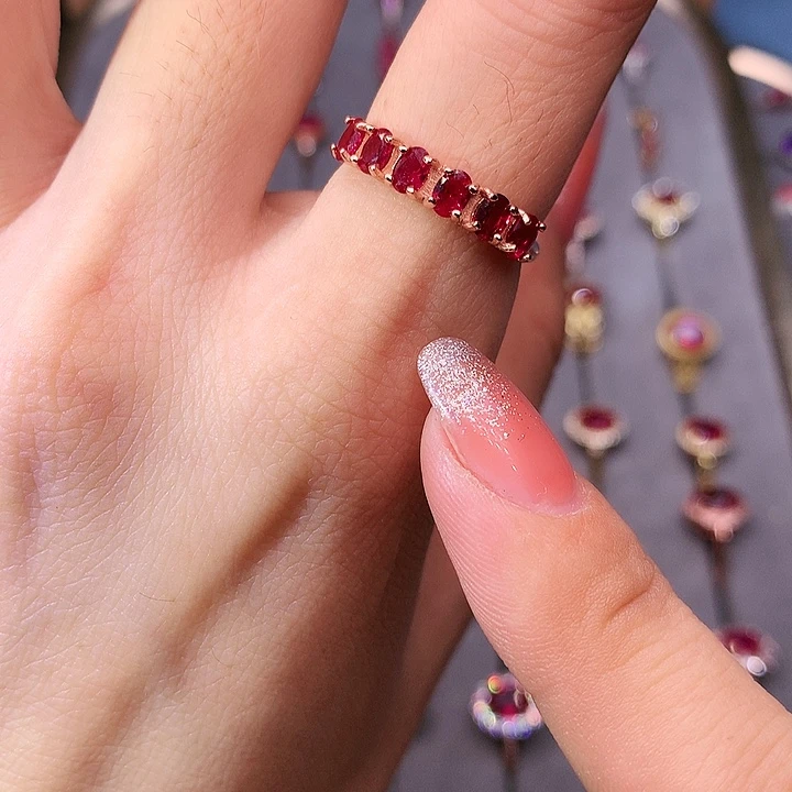 红宝石戒指银S925镶嵌