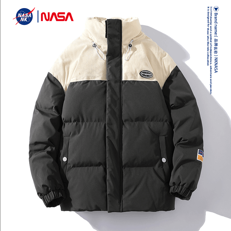 NASA联名男士冬季潮流百搭休闲痞帅加厚保暖韩版立领宽松面包服HK