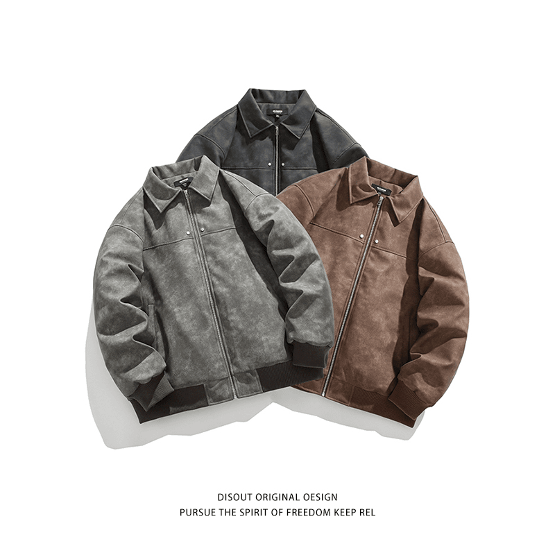 LKTION 美拉德穿搭美式皮夹克中性风痞帅氛围感潮小众设计冬外套