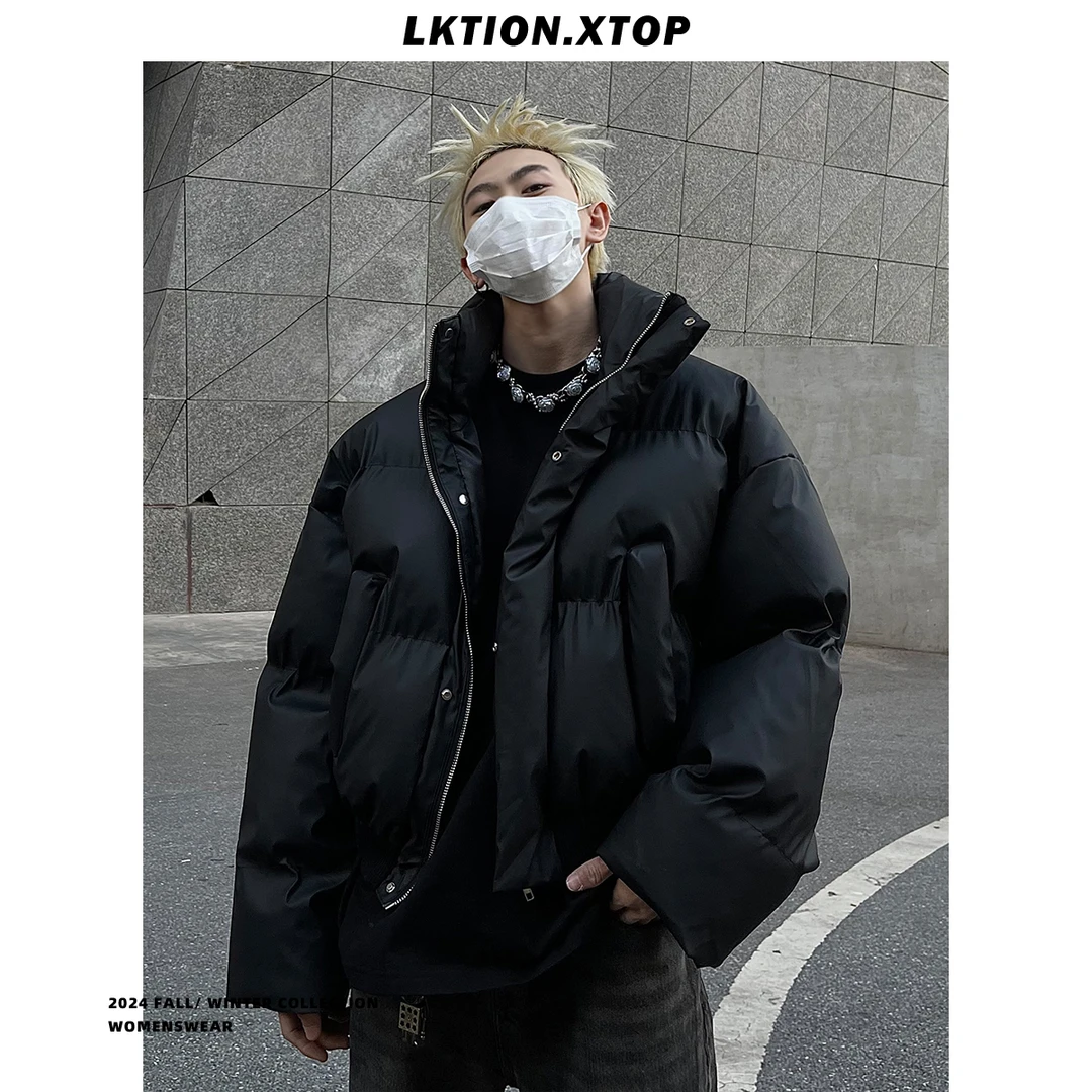 LK正品 PU皮美拉德短款棉服棉衣男女冬季加厚保暖cleanfit面包服
