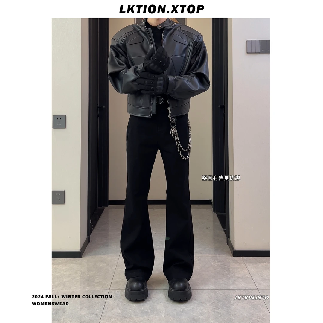 LK正品 美式复古潮巴家经典款直筒休闲微喇小众直筒牛仔长裤