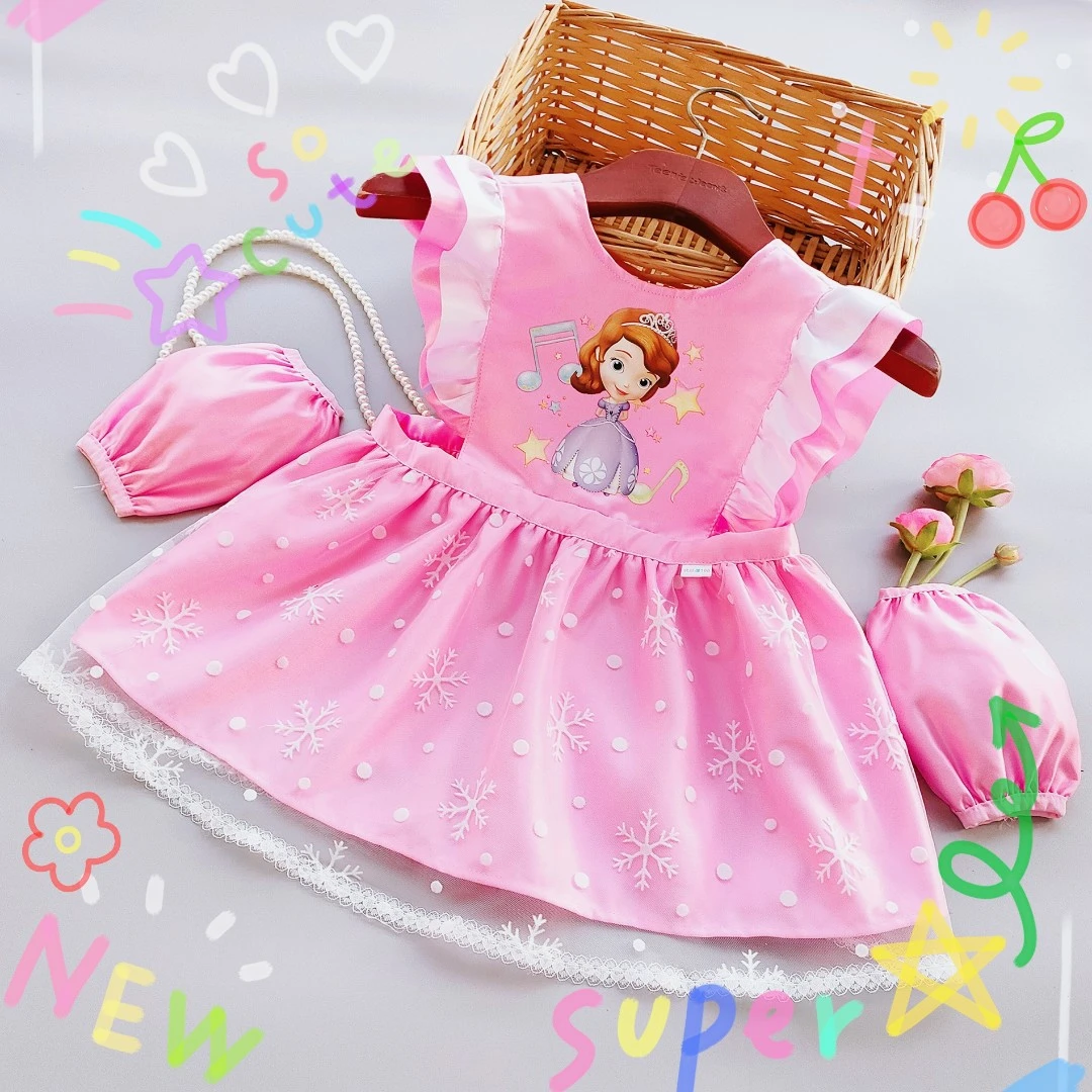 小孩秋冬公主围裙可爱罩衣女童防水可爱反穿衣幼儿宝宝围兜吃饭衣