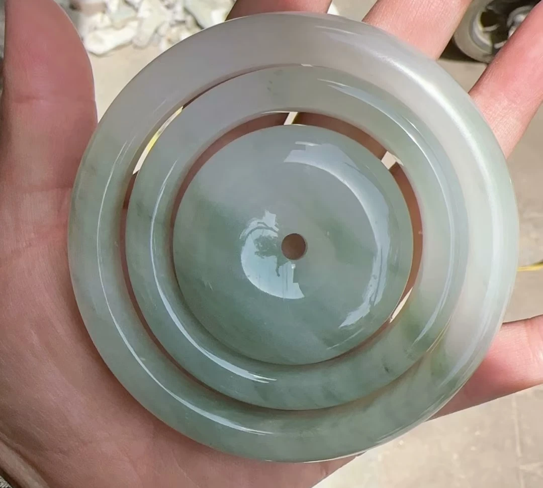 纯天然新疆天山翠大小镯平安扣三件套高端定制