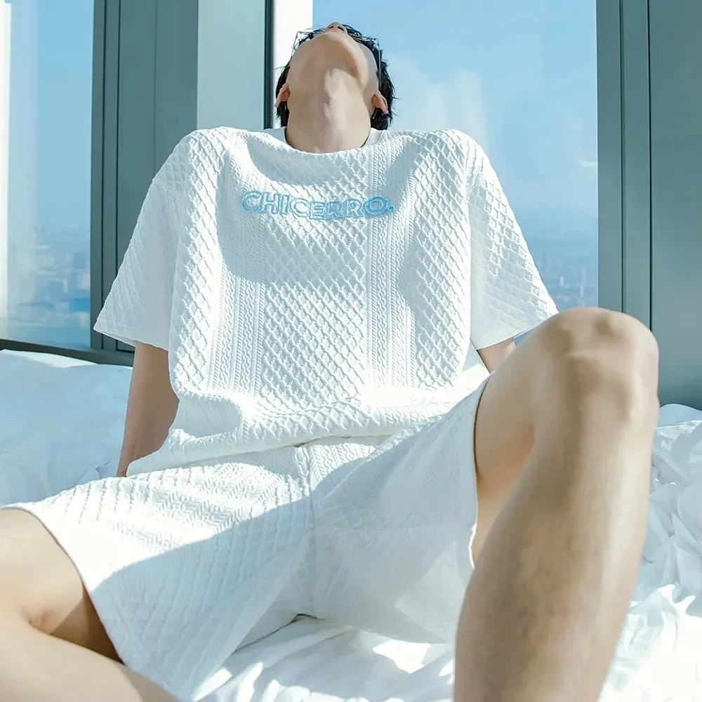 夏新款大码宽松运动套装男士衣服跑步休闲短裤一套搭配帅气两件套