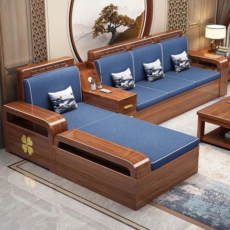 【小扬哥推荐】胡桃木全实木沙发组合中式冬夏两用储物木质客厅布