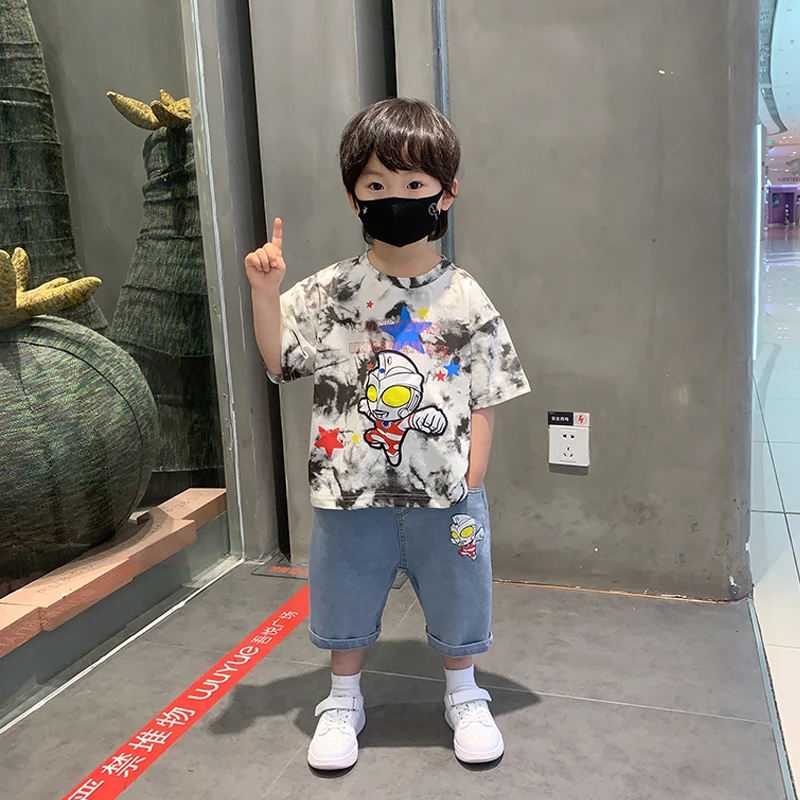 奥特曼男童套装2025新款洋气男孩男宝夏装酷帅衣服儿童2345岁童装