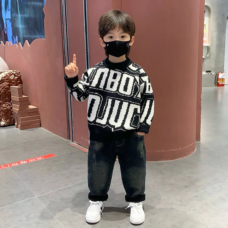 儿童毛衣秋冬加厚款2025新款洋气男童冬装针织衫痞帅时髦男孩内搭