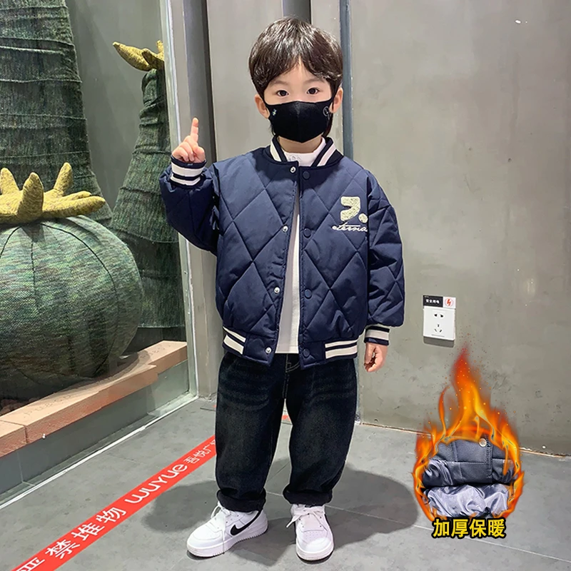 男童外套夹棉秋冬装上衣2025新款儿童装韩版休闲夹克宝宝二棉衣服