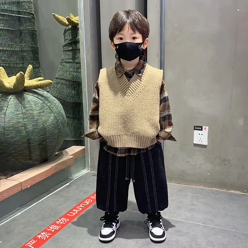 男童秋装套装2025新款儿童痞帅衬衫小宝宝洋气时髦春秋马甲三件套