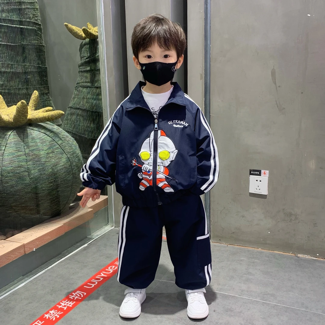 奥特曼衣服儿童秋装套装网红帅气男童2025新款洋气宝宝时髦外套潮