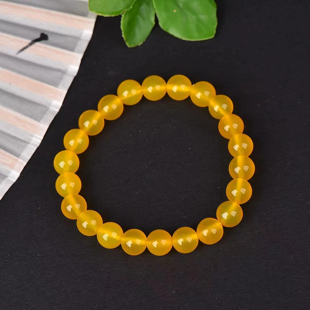 福利保真天然黄玛瑙女款手串手链典雅气质百搭清新圆珠多样性发货