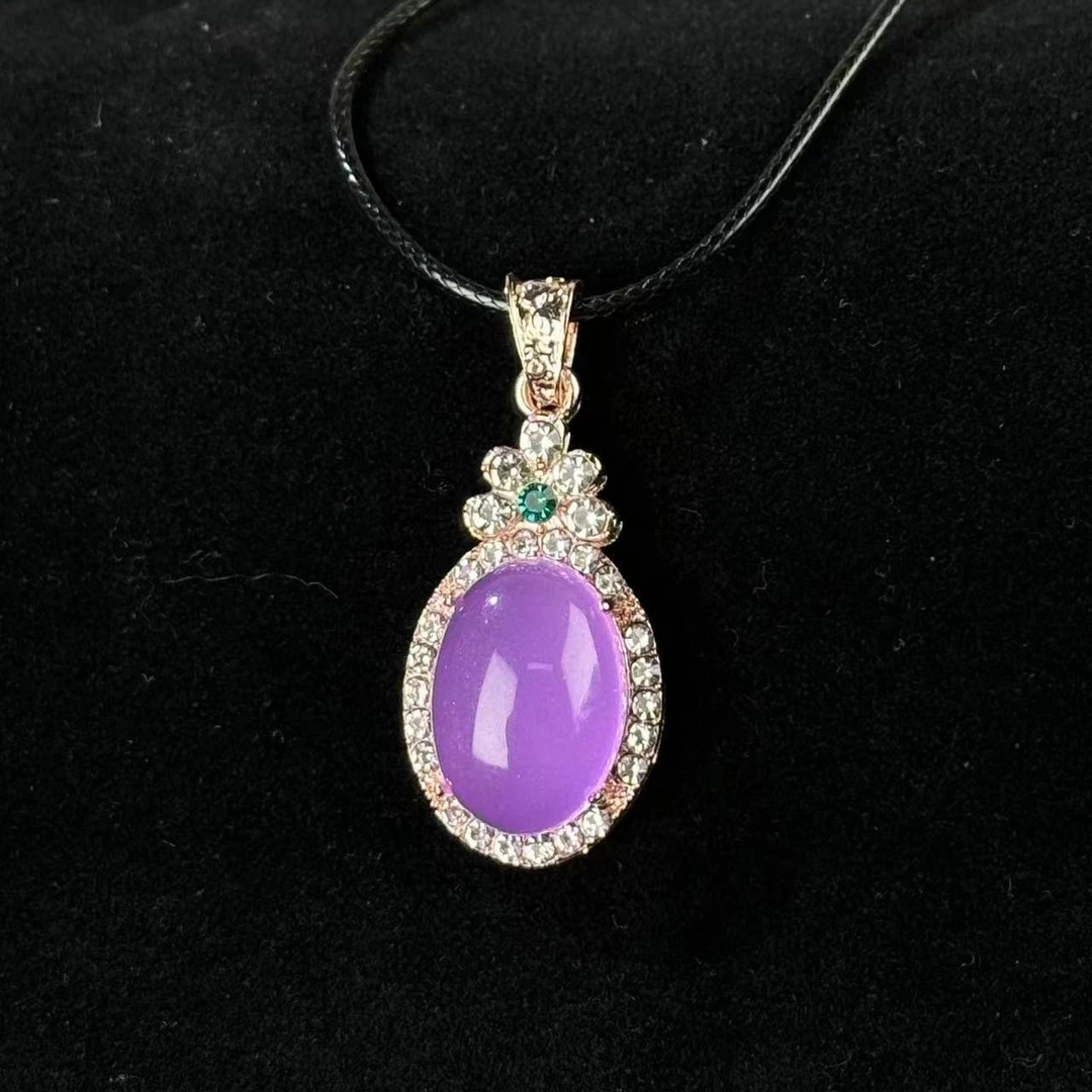 冰底紫罗兰蛋面吊坠  约20x13x7mm