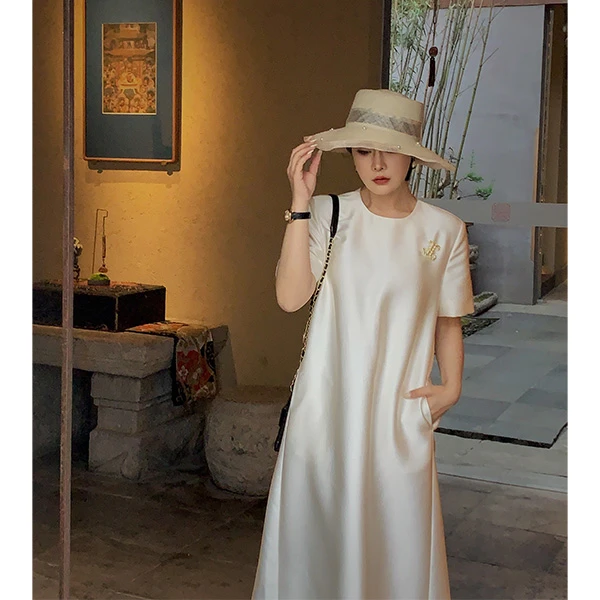 【大女主】高级感气质宽松连衣裙春夏季时尚百搭a字裙Y1688