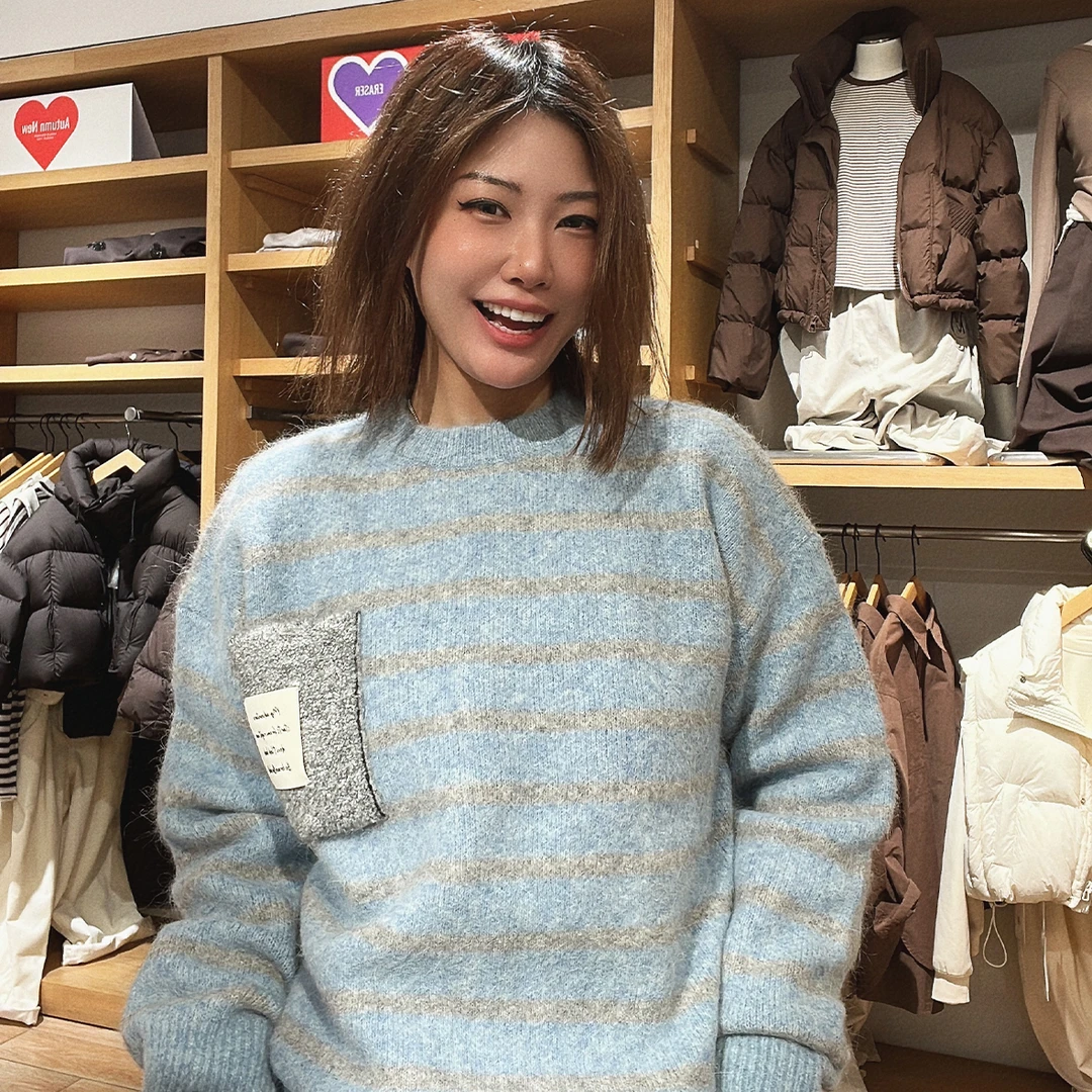 ERASER橡皮女款圆领条纹毛衣1234110019