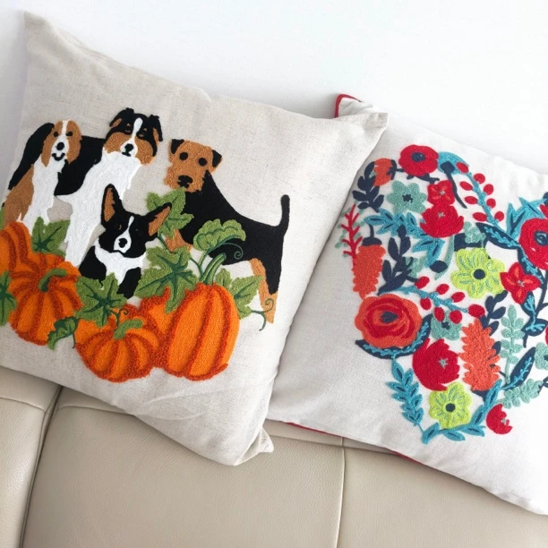 外贸35*60刺绣抱枕腰靠背靠垫沙发靠背汽车抱枕