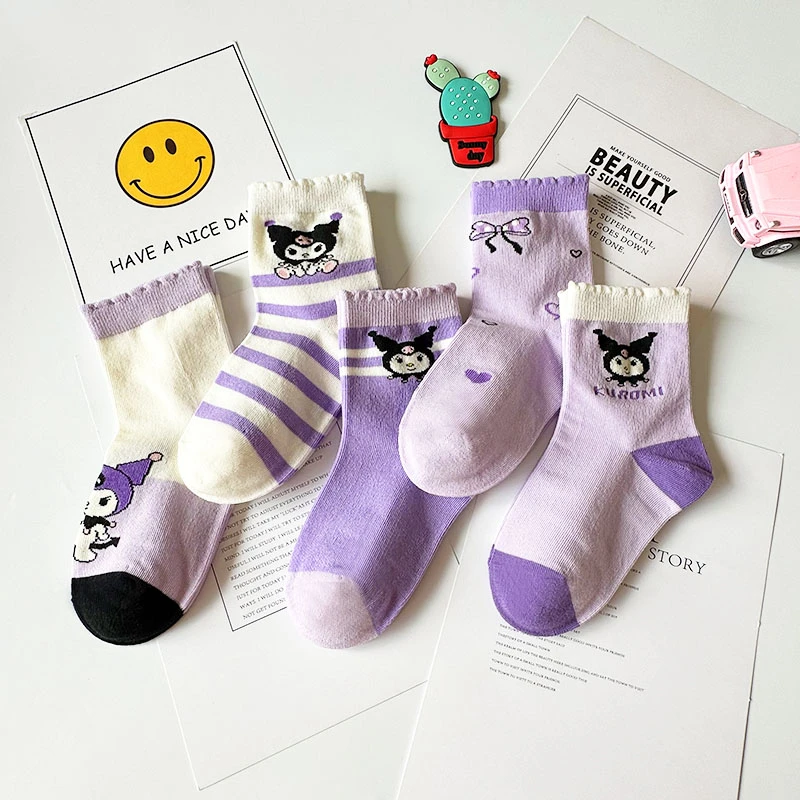 爱嘀嗒儿童袜子秋冬季卡通库洛米可爱女童学生潮袜中大童宝宝棉袜