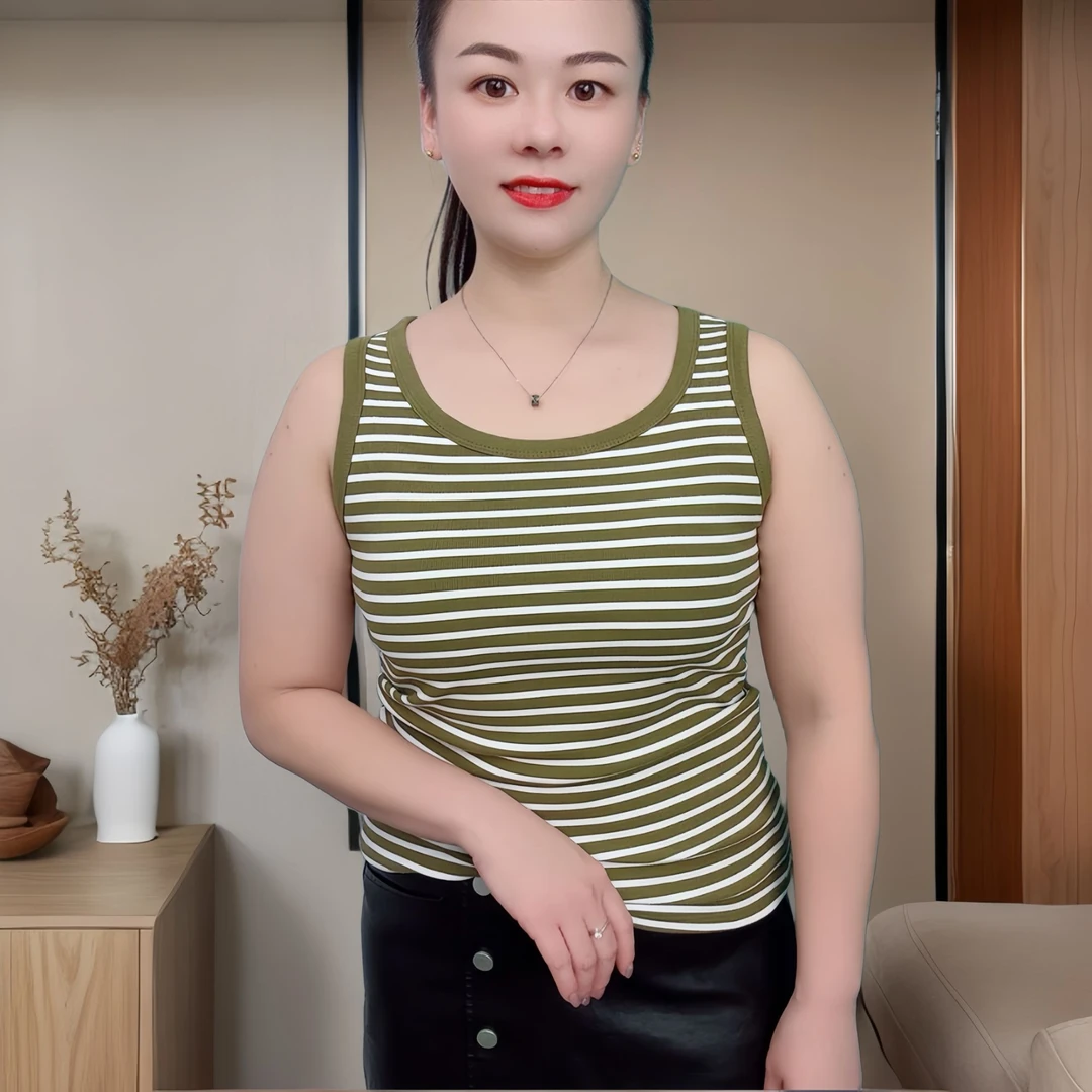 【两件装】磨绒保暖免穿文胸秋冬条纹美背带杯垫无钢圈女士背心