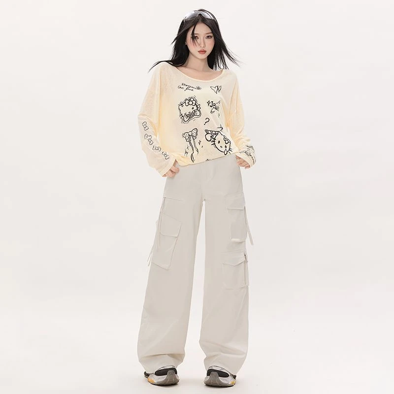 美式休闲工装裤宽松设计感新款直筒阔腿裤女