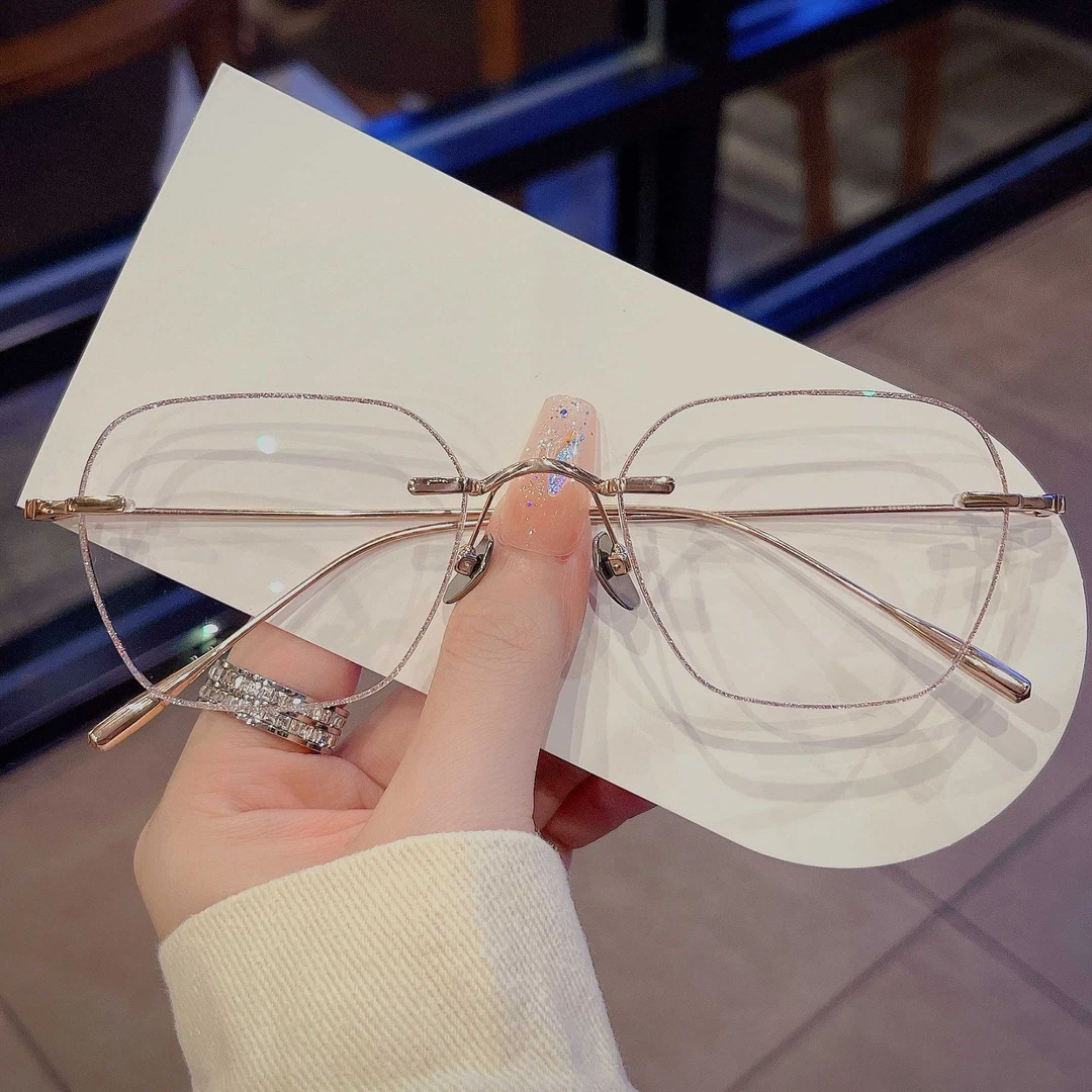 新款纯钛青春系列72431无框眼镜带400以下度镜片下单请联系客服