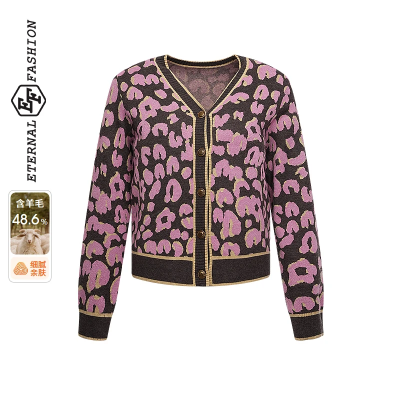 【昕昕严选】EF法式优雅V领上衣洋气单排扣毛衫1050843024