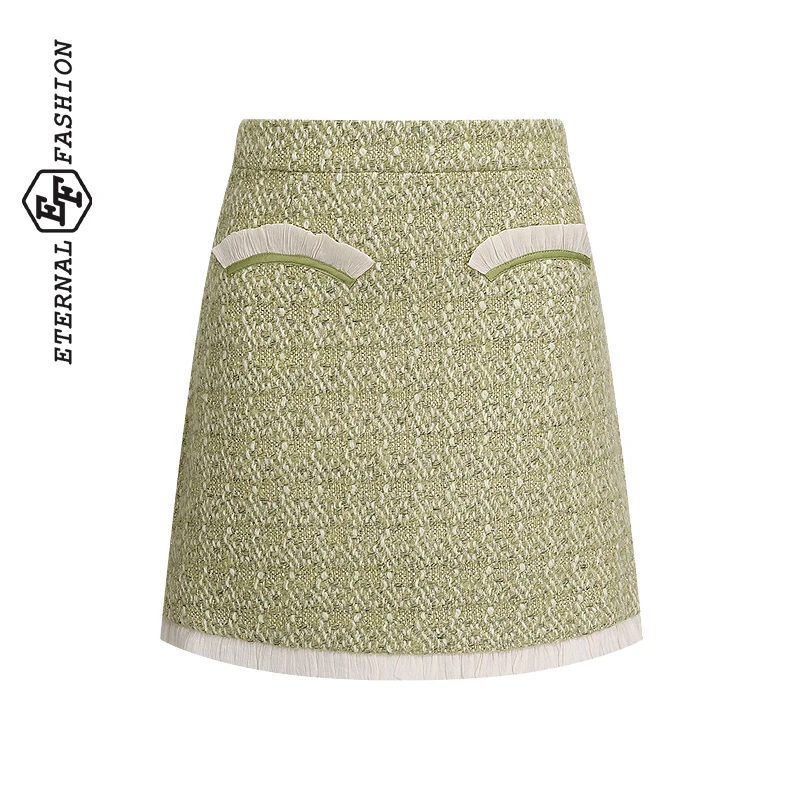 EF小香风半身裙冬季新款女装A字轻熟粗花呢短裙G1180041549