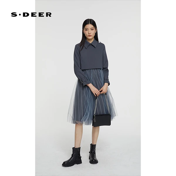 S·DEER圣迪奥秋季时尚设计师轻奢气质通勤百搭高级感女装连衣裙
