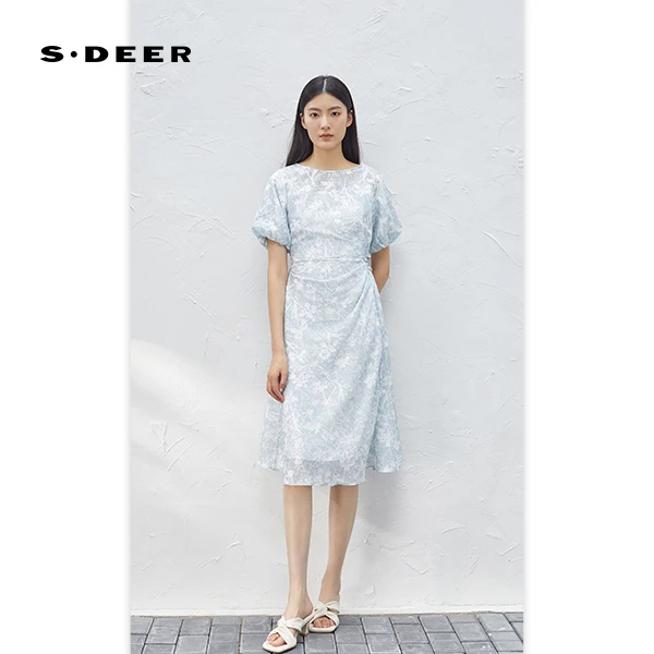 S·DEER圣迪奥夏季气质显瘦裙子轻奢长款国风复古高级感女装连衣裙