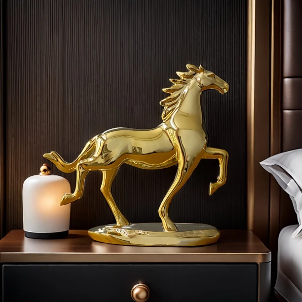 马到成功金玉满堂电视柜摆件轻奢客厅酒柜书房办公室高级感装饰品