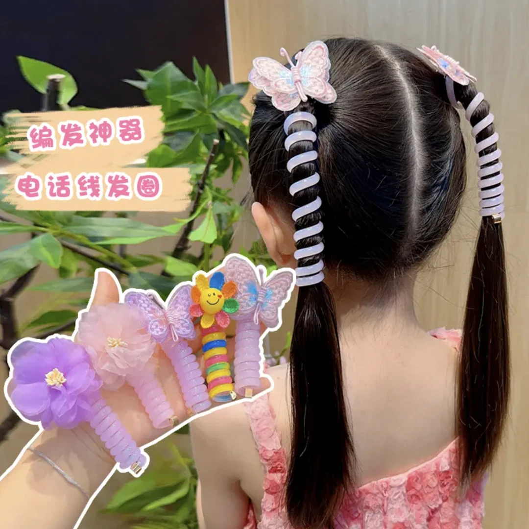 儿童发饰电话线发圈高马尾头绳小女孩扎马尾皮筋宝宝高弹力发绳
