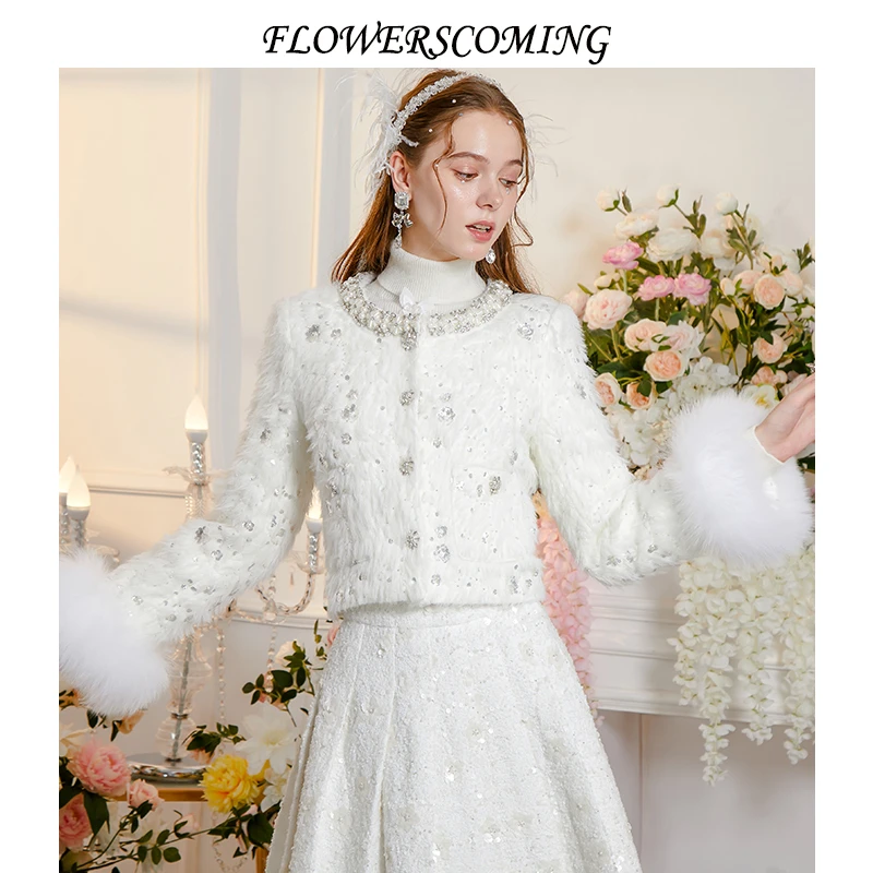 花儿开了2024冬季新款粗花呢小香风短款上衣FNDF703