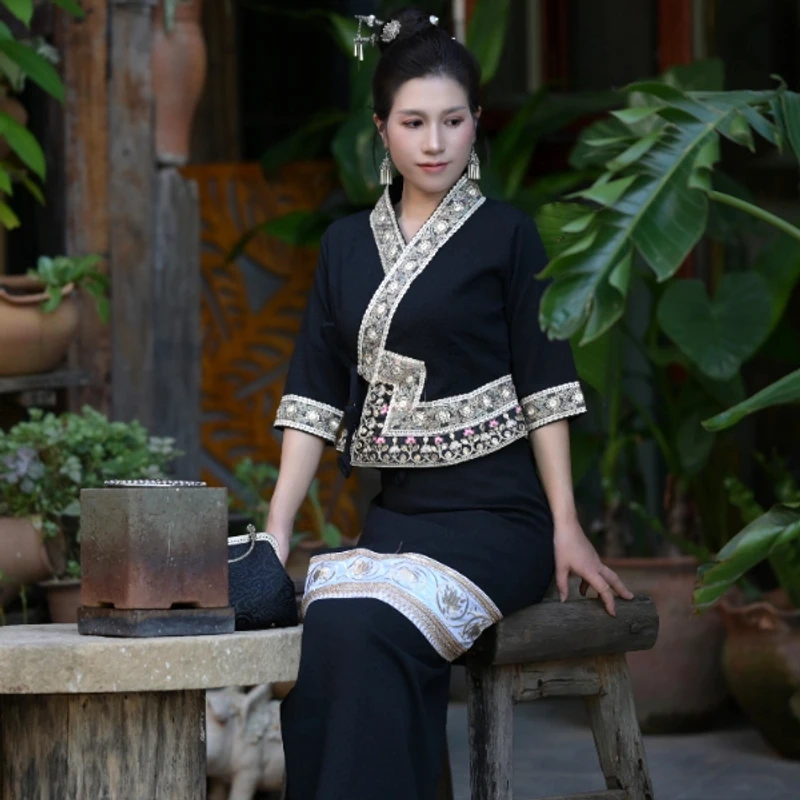 新款傣装女新品重工高端定制气质时尚套装旅拍高级经典传统套装