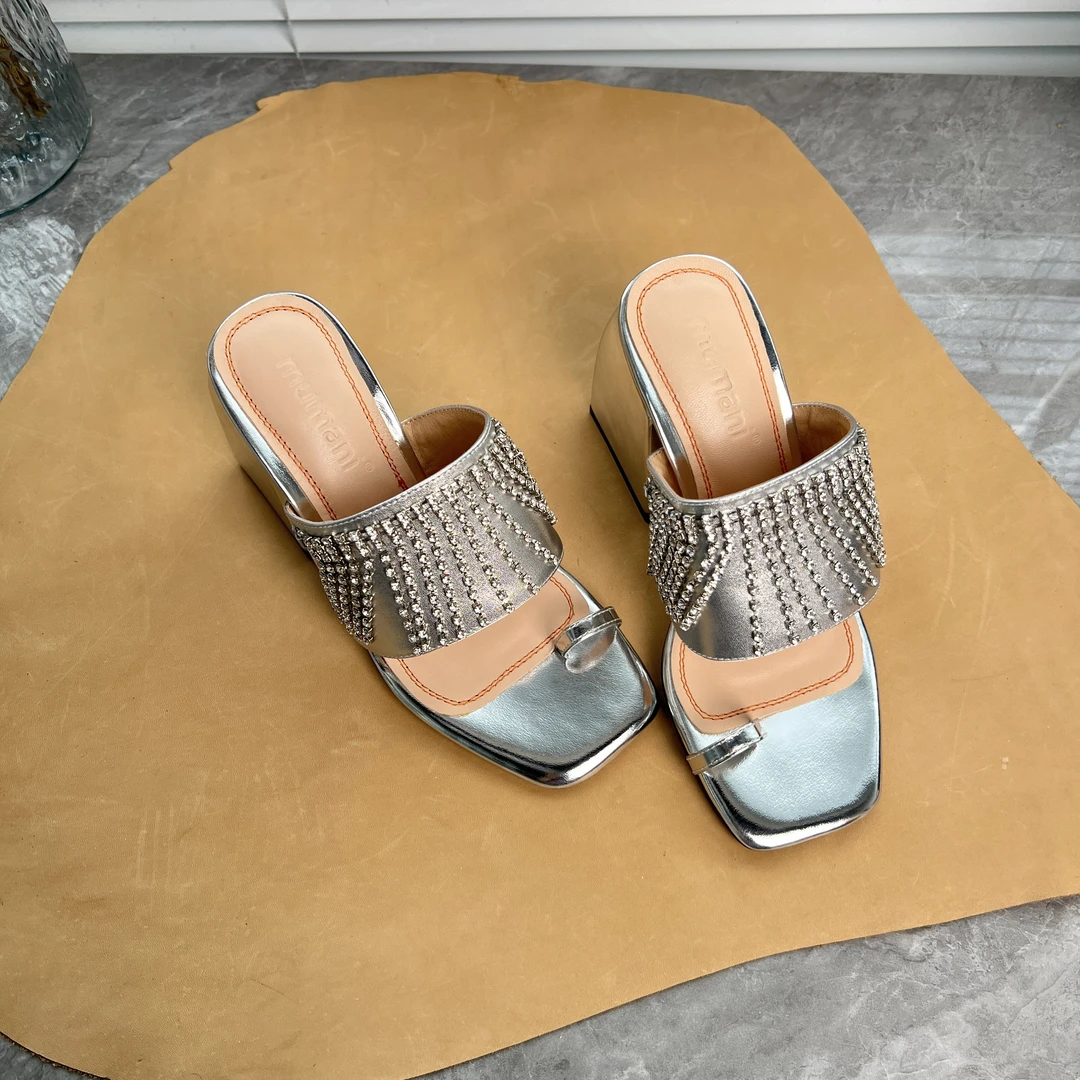 Y259时装凉鞋外穿高跟休闲真皮时尚粗跟凉鞋穆勒鞋4Y291凉拖鞋