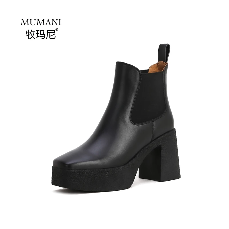 【卖完下架】切尔西靴女高跟新款春秋短筒裸靴粗跟短靴7Y465