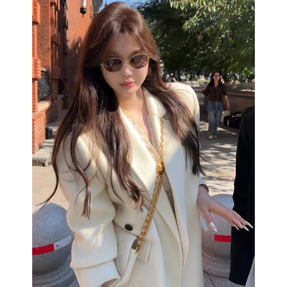 媛媛【时髦姐姐】秋冬时尚气质显身材经典款中长款大衣外套#DY0117