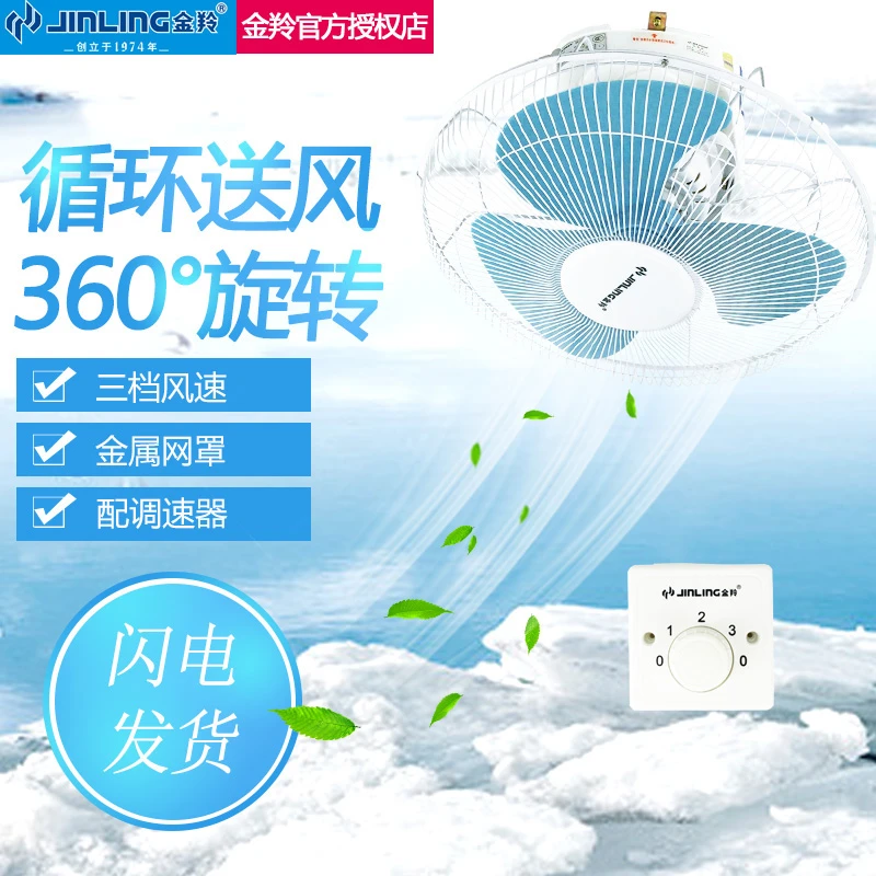 金羚楼顶扇16寸吸顶扇电风扇摇头吊顶风扇大风力家用客厅宿舍吊扇