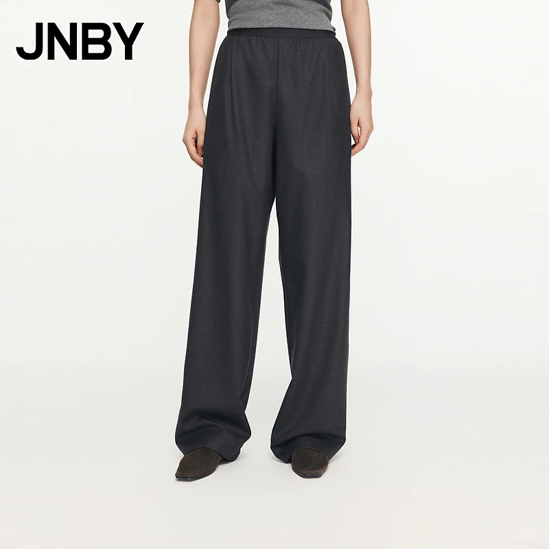 JNBY/江南布衣春秋休闲裤女绵羊毛粗纺提花宽松直筒通勤5O8E10510