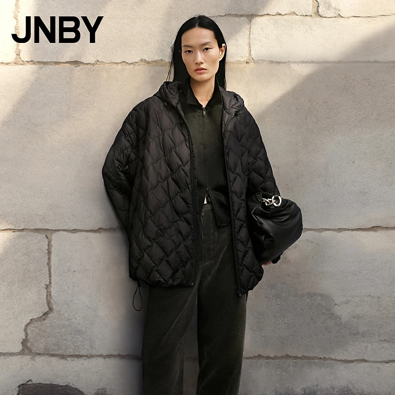 【90白鸭绒】JNBY/江南布衣秋冬中长连帽简约宽松羽绒服5O9C13890