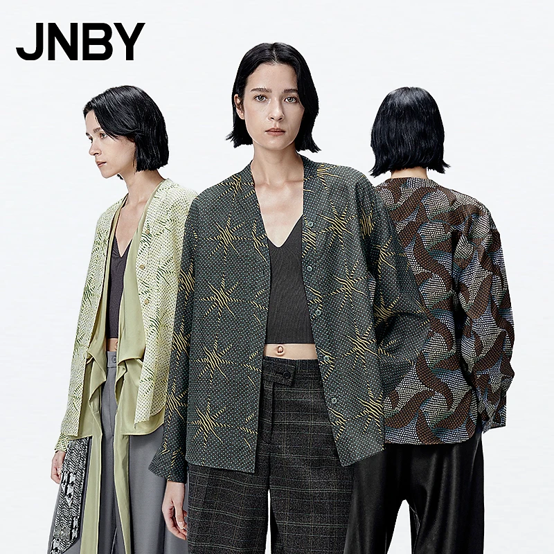 JNBY/江南布衣春夏衬衫含桑蚕丝宽松V领上衣衬衣开衫女5N8215300