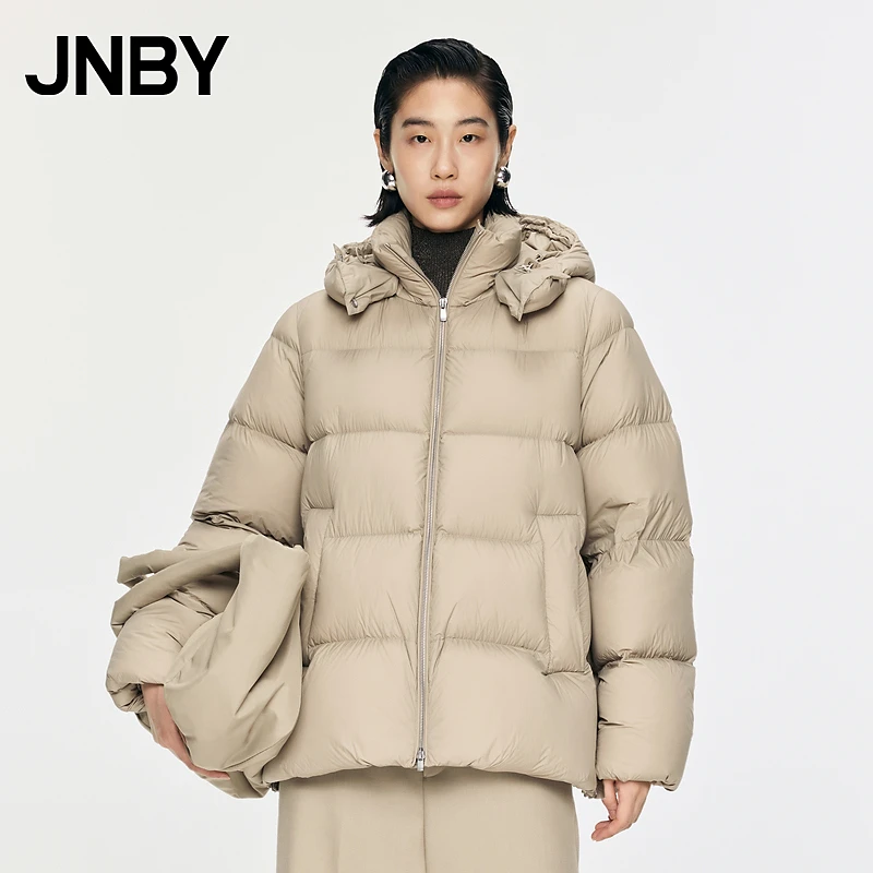 【云朵白巧】JNBY/江南布衣冬季白月光羽绒服女连帽中长5O0C12340