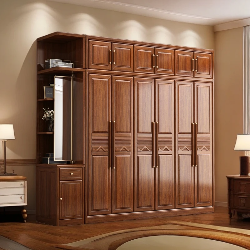 胡桃木实木衣柜家用卧室大容量收纳储物柜子经济型实木衣橱衣柜
