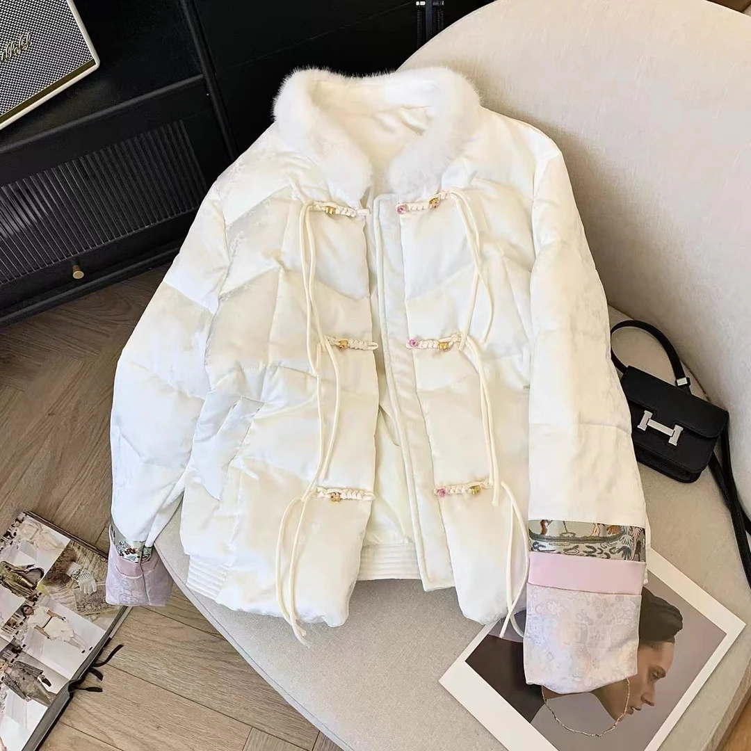 国风～超好看新中式国风短款时尚印花盘扣拼接网红女