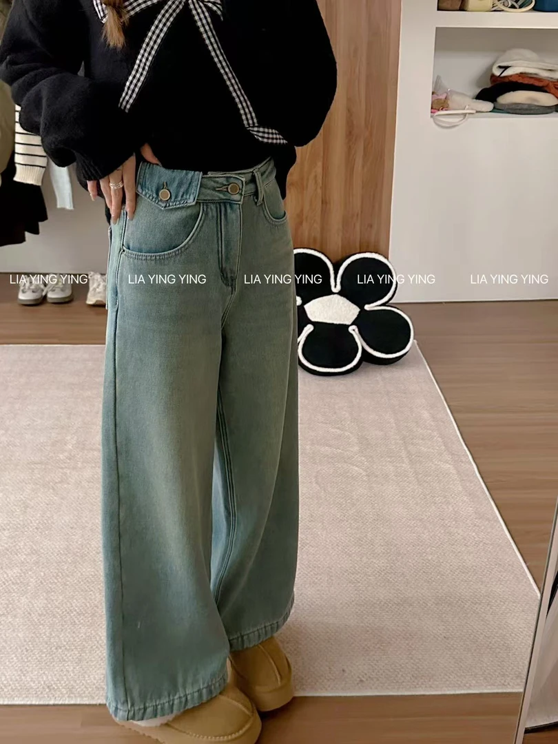 【小口袋牛仔裤】加绒！颜色绝！秋冬要来一条反季浅色！水洗宽松长裤