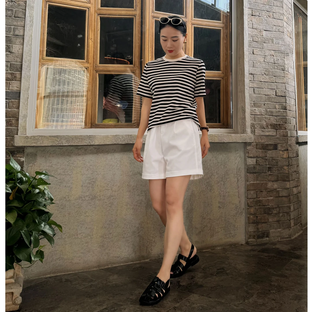 【为美日记】夏季新款高腰休闲五分裤舒适百搭年轻减龄短裤