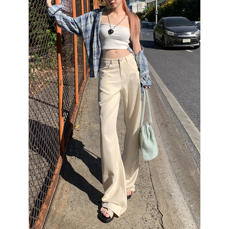 300斤大码胖mm时尚刺绣标街头感直筒牛仔裤女百搭拽酷阔腿拖地裤