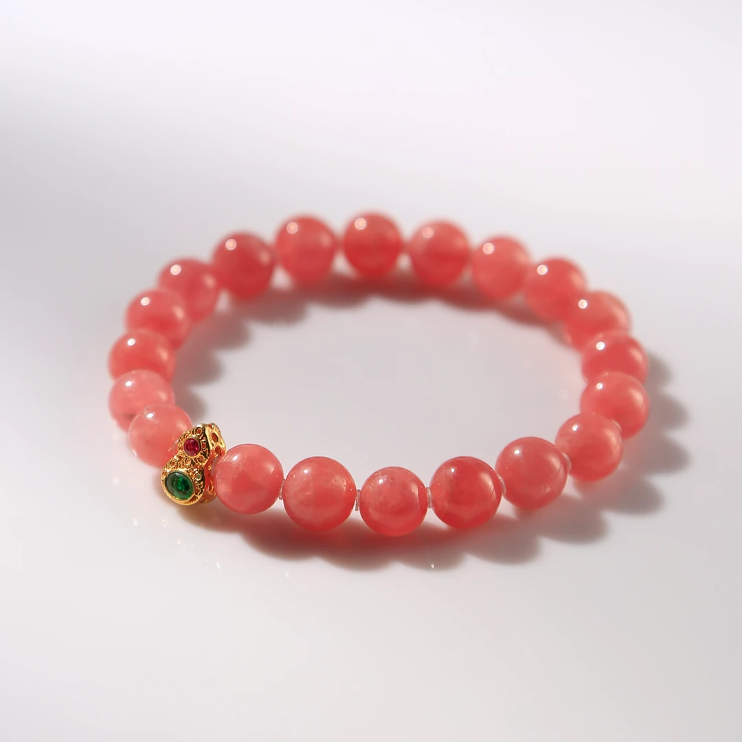 红纹石单圈手链18K金葫芦