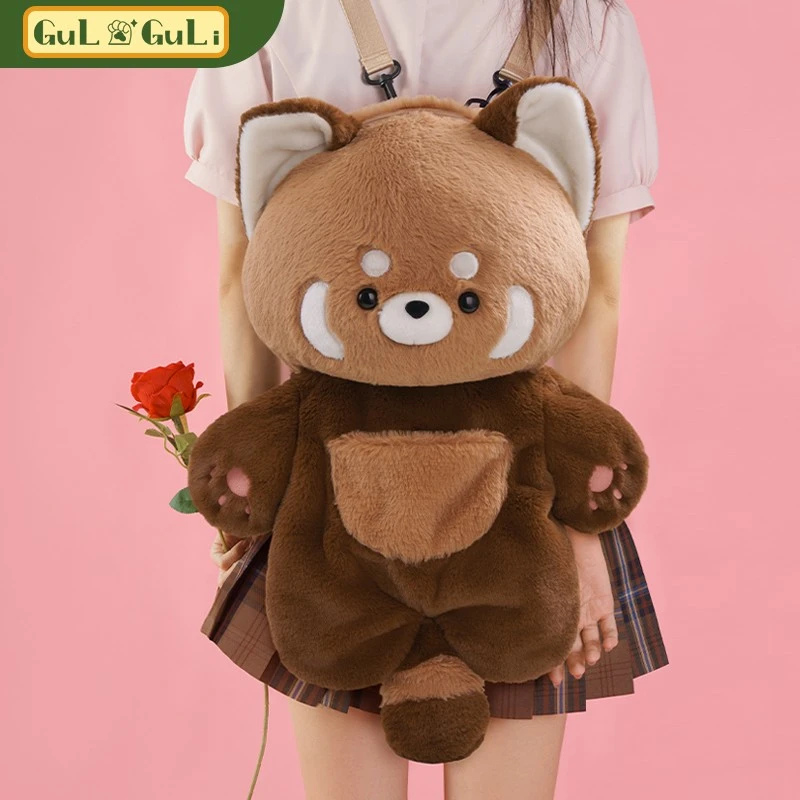 【古力古力】#小熊猫#双肩背包包毛绒玩偶公仔可爱美拉德书包女冬