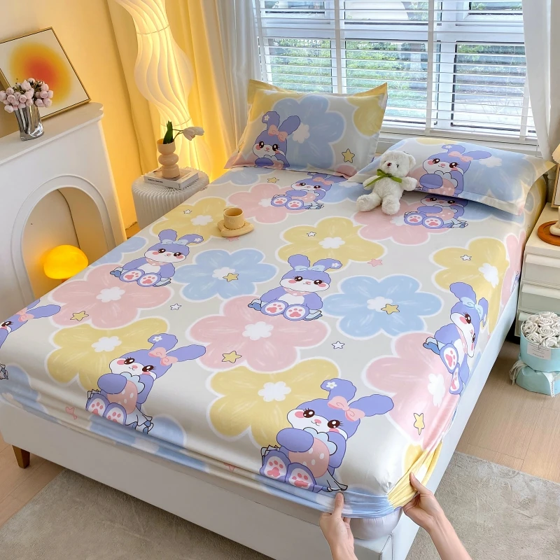 四季款磨毛床笠单件透气不闷汗隔绝汗渍1.2m1.5米1.8席床防滑