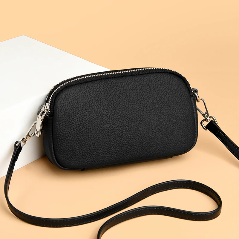 牛皮包包时尚新款单肩斜挎包女士百搭简约女士真皮小包包手机包潮